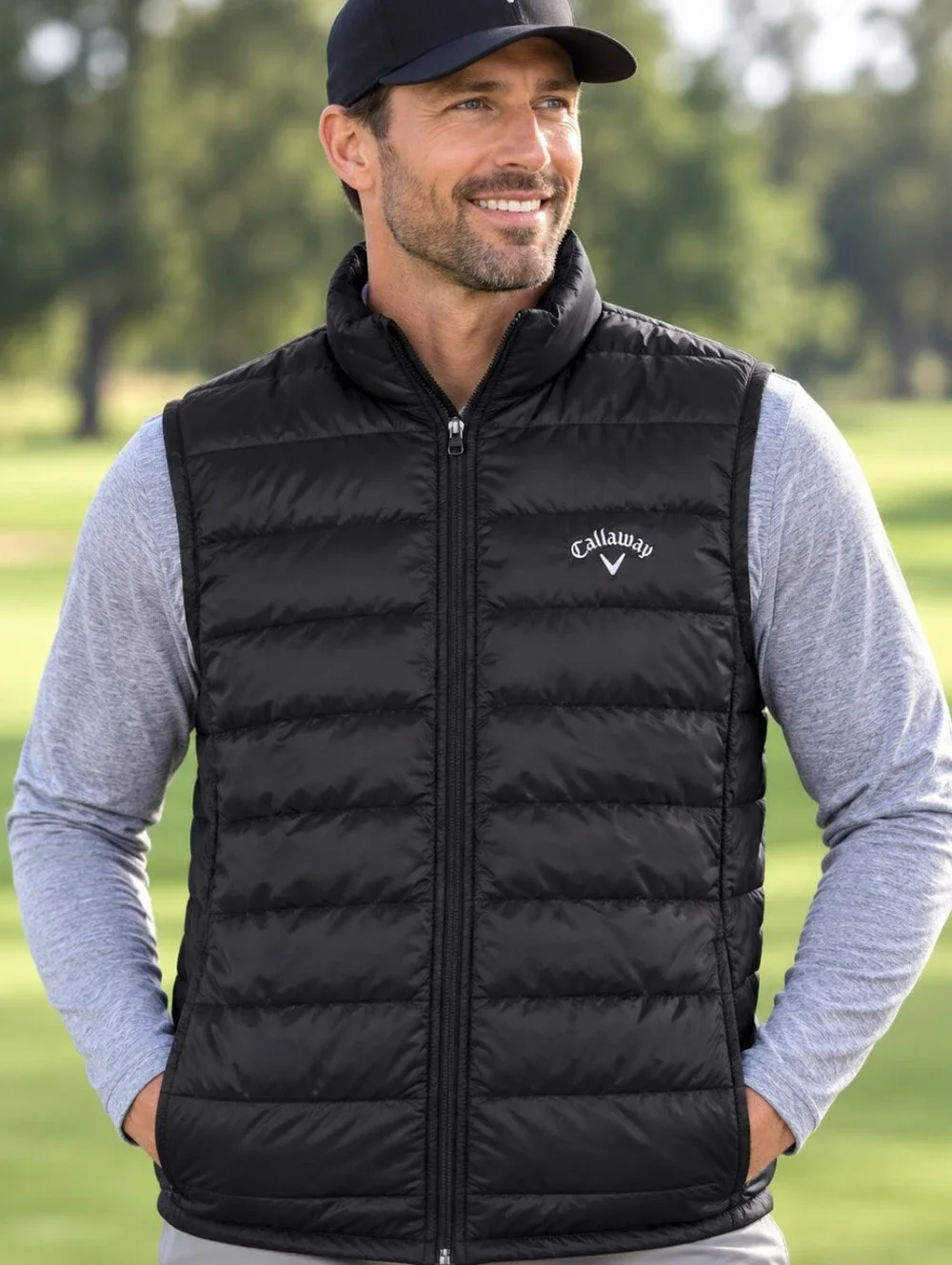Callaway Men's XL Black Quilted Puffer Golf Vest Brand New Full Zip